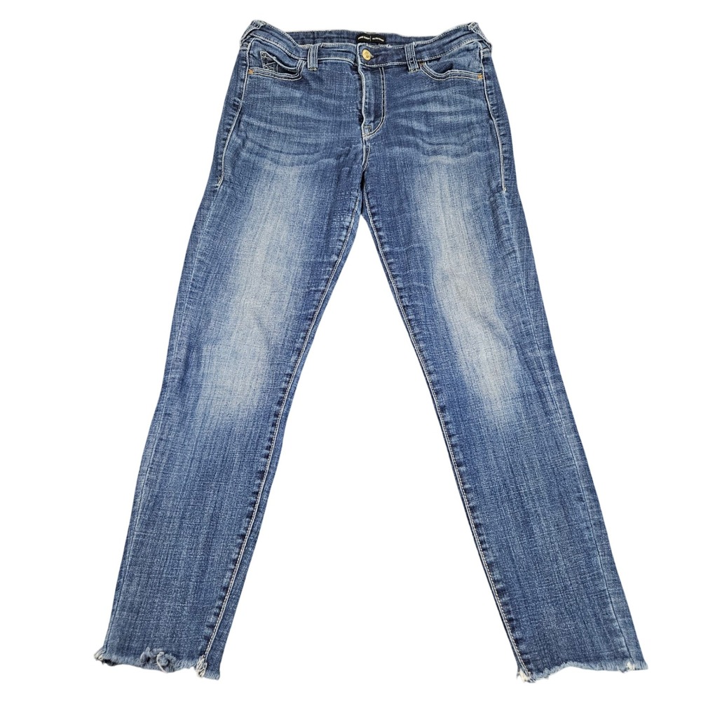 True Religion Jennie Curvy Mid Rise Skinny Jeans Size 30 Distressed Repair